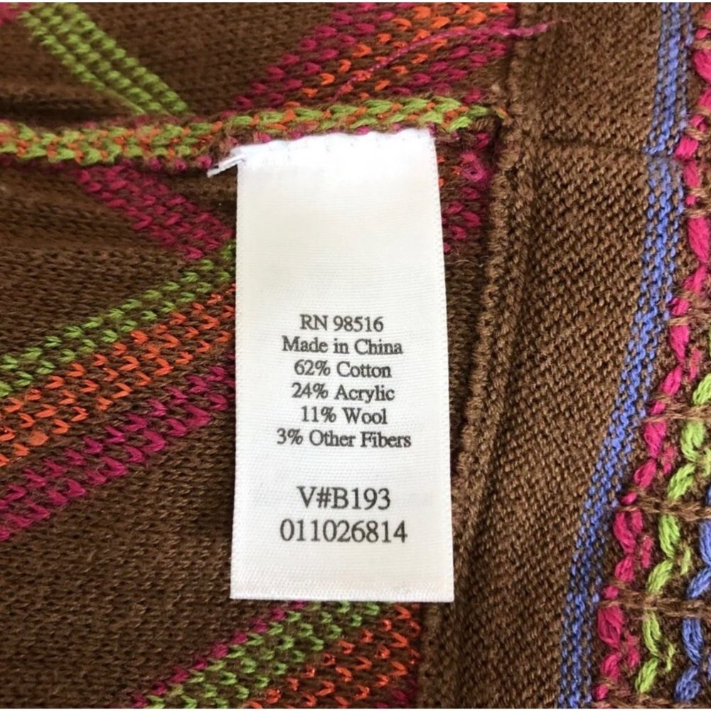 Coldwater Creek Intarsia Knit Cardigan Jacket M Tribal Cotton Wool Knit Blend - Picture 11 of 11